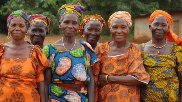 Un groupe de femmes se tiennent ensemble dans un groupe.