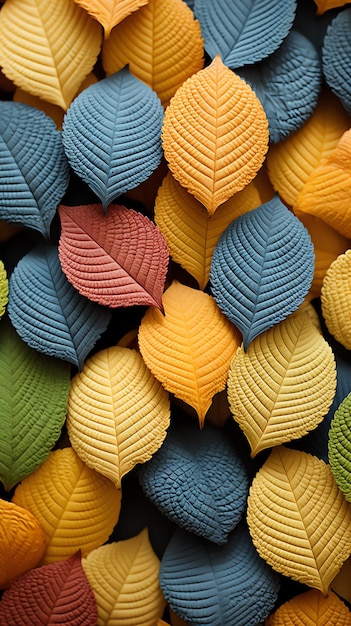 Photo un groupe de feuilles colorées