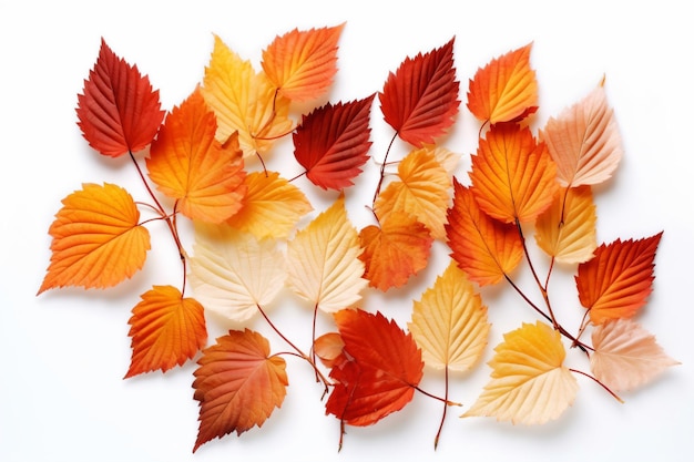 un groupe de feuilles sur une surface blanche