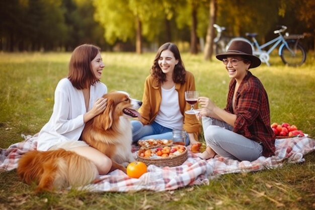 Un groupe de filles qui rient joyeusement passent