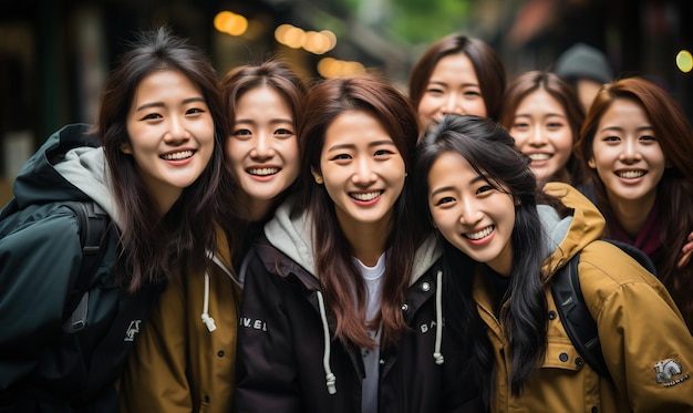 un groupe de filles souriantes et posant pour une photo