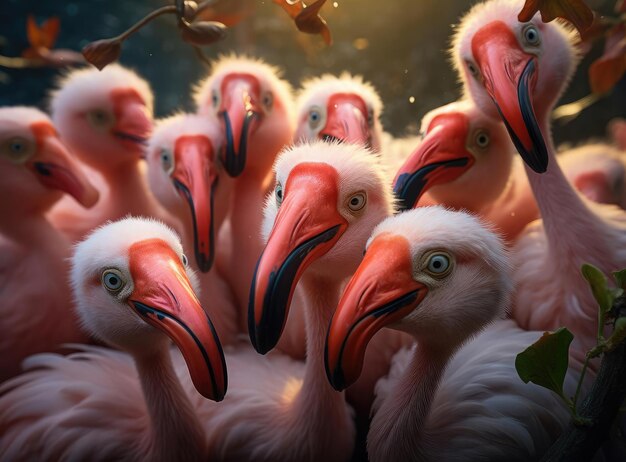 Photo groupe de flamants roses