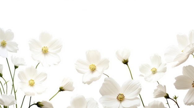 Groupe de fleurs blanches sur fond blanc sur une surface blanche ou claire PNG Arrière-plan transparent