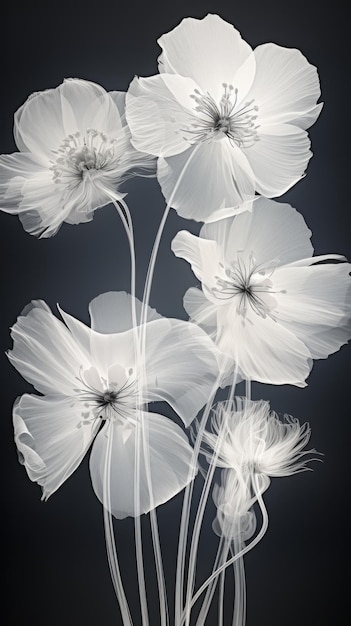 Un groupe de fleurs blanches sur fond sombre