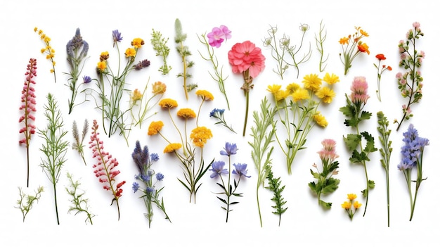 Un groupe de fleurs sur un fond blanc