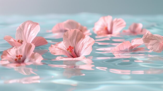 Photo un groupe de fleurs roses flottant paisiblement sur la surface d'un plan d'eau cette image capture la beauté et la sérénité de la nature