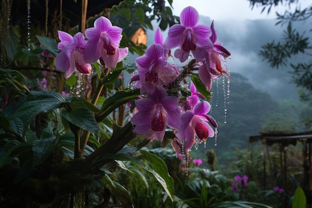 Un groupe de fleurs violettes