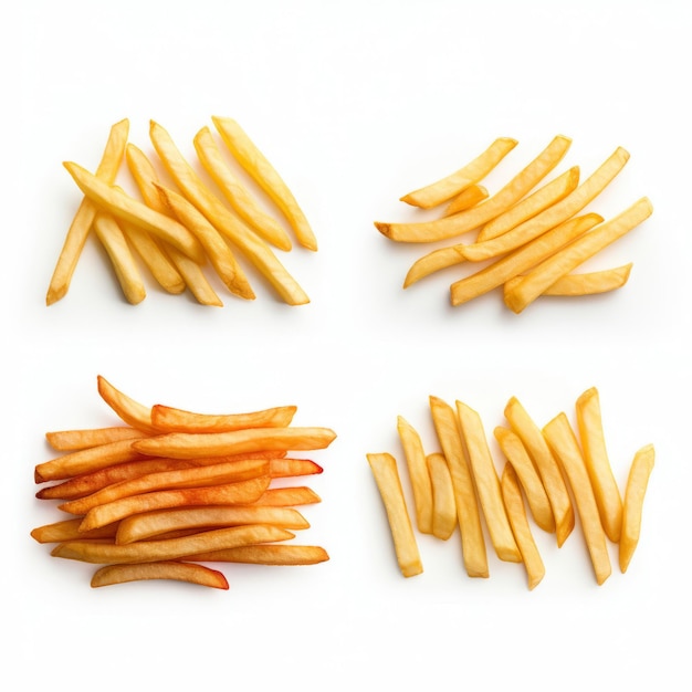 Un groupe de frites assises sur une table blanche