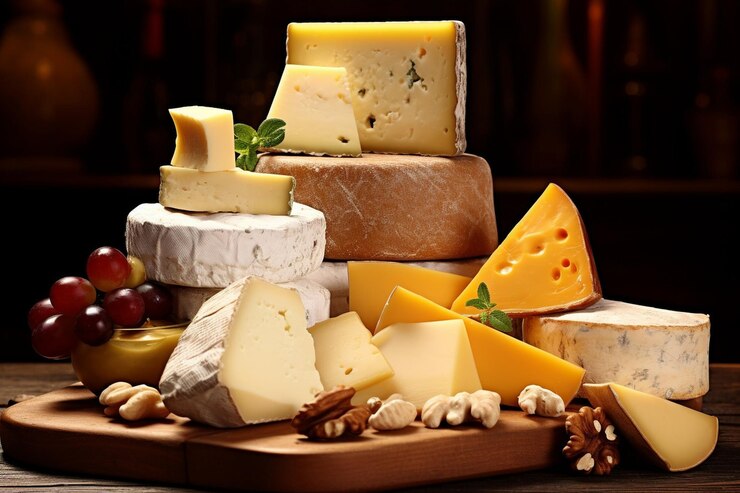 Photo groupe de fromages divers