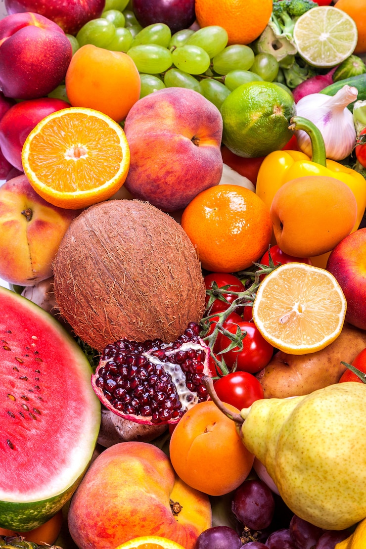 Photo groupe de fruits et légumes