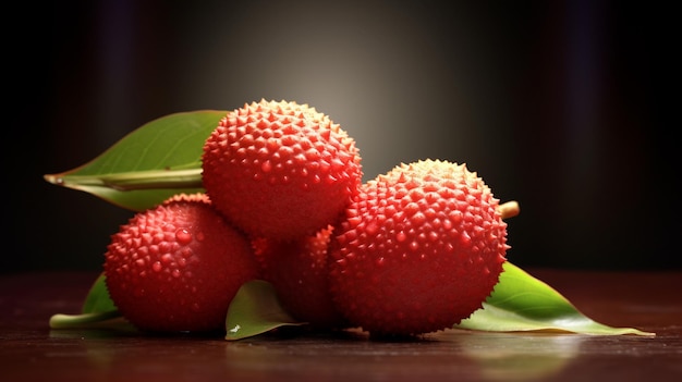 Un groupe de fruits de litchi sur une table