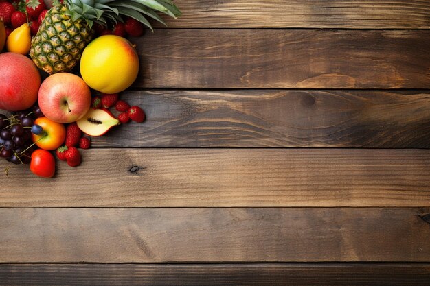 Photo un groupe de fruits qui sont sur un fond jaune