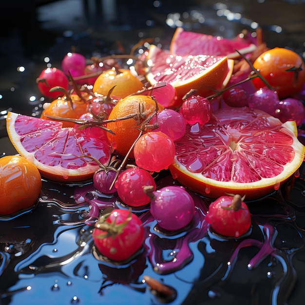 Photo un groupe de fruits sur une surface