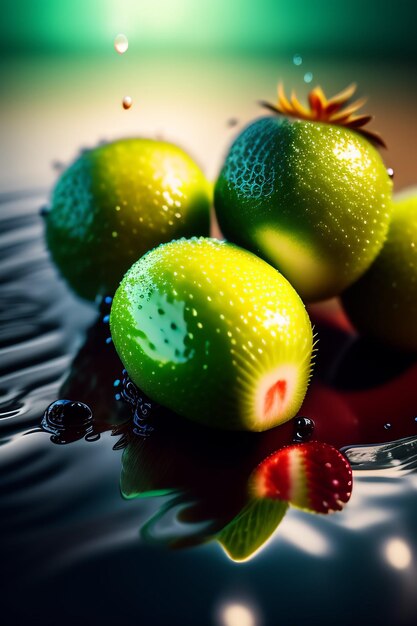 Un groupe de fruits sur une table