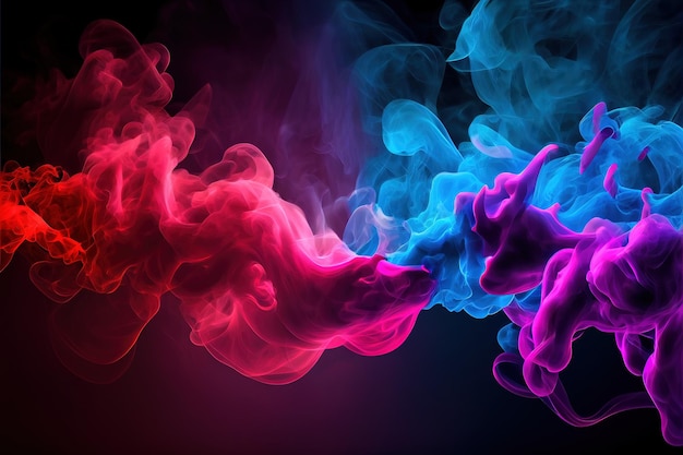 Un groupe de fumées colorées sur fond noir AI générative