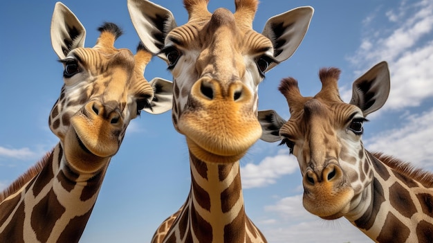 Groupe de girafes en gros plan