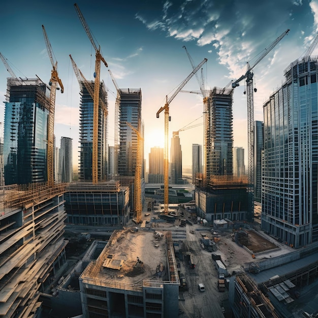 Un groupe de gratte-ciel en construction