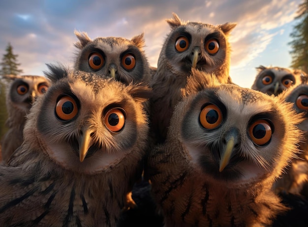 Un groupe de hiboux