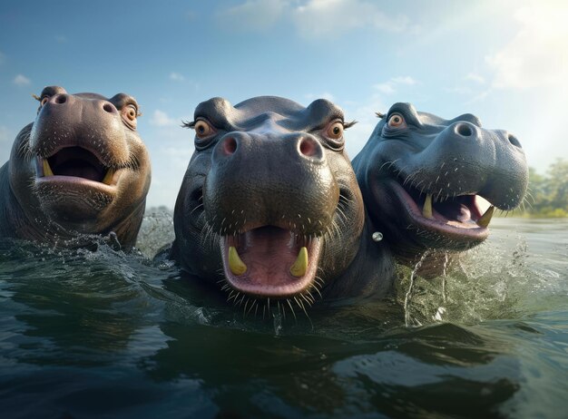 Un groupe d'hippopotames