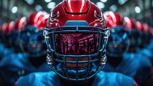 Photo un groupe d'hommes d'affaires en casque de football unis en une équipe concept de rivalité