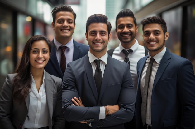 Un groupe d'hommes d'affaires ou d'entreprises indiens se tiennent debout pour une photo