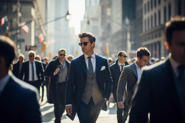 Photo un groupe d'hommes d'affaires qui vont travailler ai générative