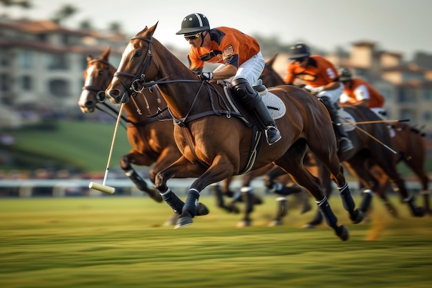 Un groupe d'hommes à cheval sur des chevaux bruns