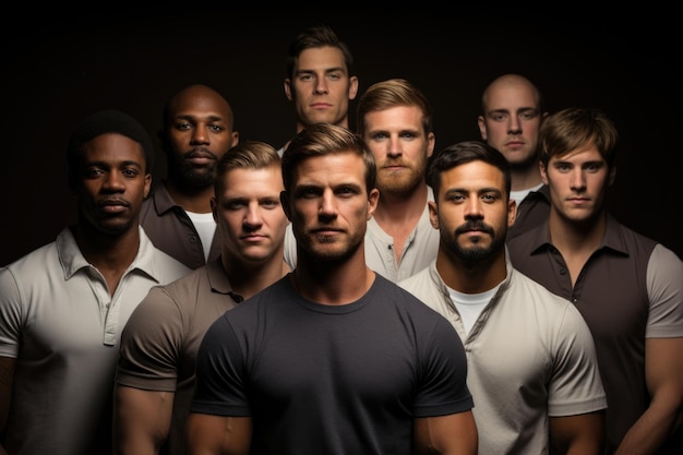 Groupe d'hommes divers présentant une variété de poils du visage pour Movember