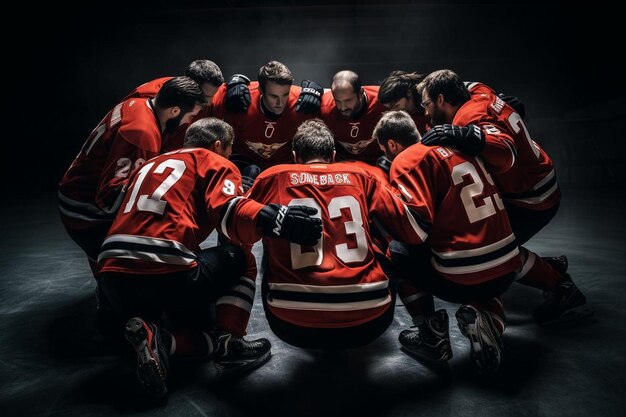 un groupe d'hommes jouent au hockey.