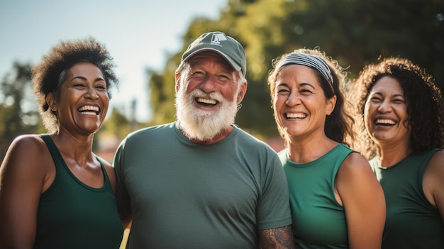 Groupe d'hommes pratiquant des activités sportives en plein air pendant une pause d'entraînement