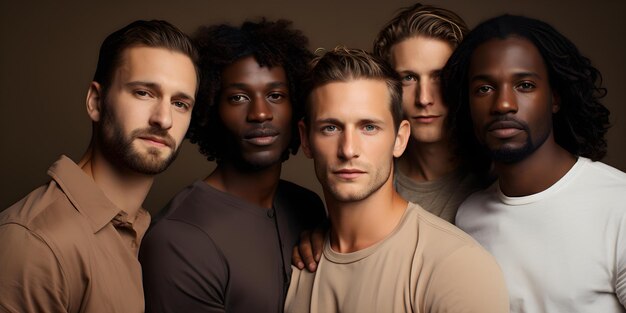 Photo un groupe d'hommes présentant la diversité avec un teint sain et rayonnant concept men39s soin de la peau diversité dans les portraits teint sain meilleur homme peau rayonnante