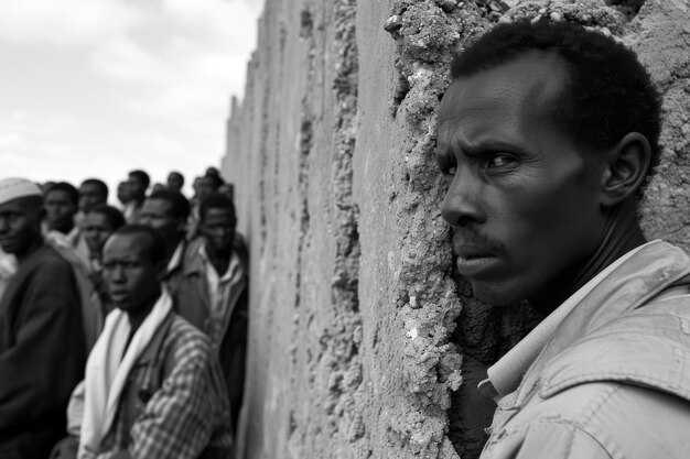 Photo un groupe d'hommes se tiennent ensemble pour une photo