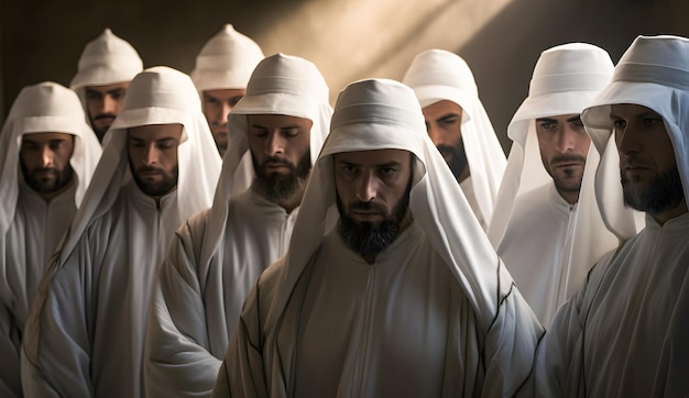 Photo un groupe d'hommes avec des turbans et le mot non dessus