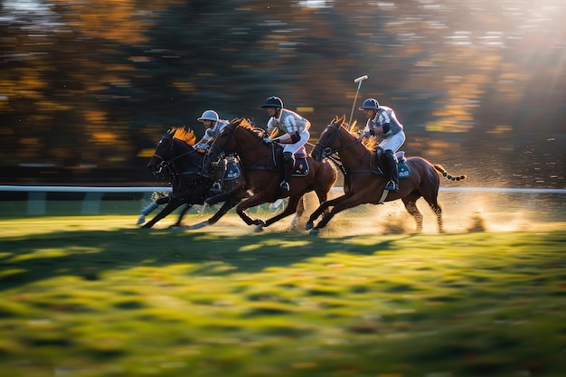 Photo un groupe d'hommes vêtus de vêtements traditionnels sont vus à cheval sur le dos de chevaux bruns galopant acr