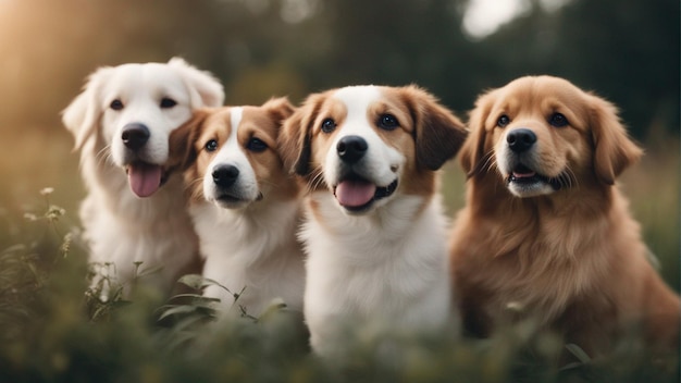 Un groupe hyper réaliste de chiens mignons