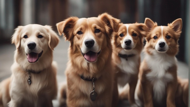 Un groupe hyper réaliste de chiens mignons