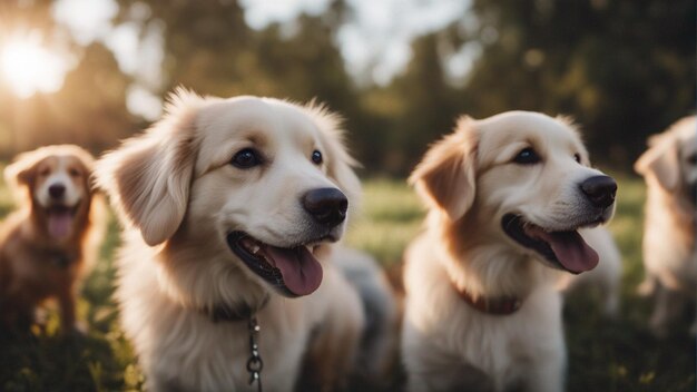 Un groupe hyper réaliste de chiens mignons