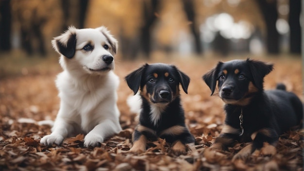 Un groupe hyper réaliste de chiens mignons