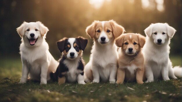 Un groupe hyper réaliste de chiens mignons