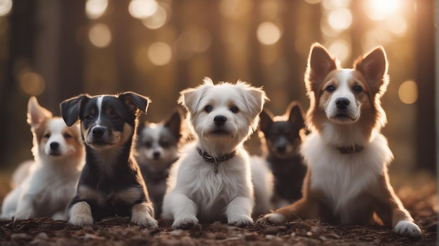 Un groupe hyper réaliste de chiens mignons