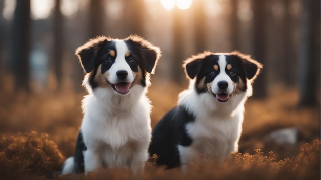 Un groupe hyper réaliste de chiens mignons