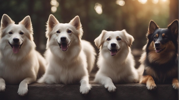 Un groupe hyper réaliste de chiens mignons