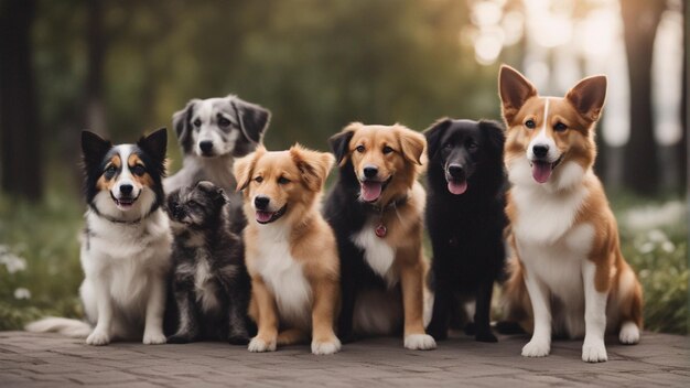 Photo un groupe hyper réaliste de chiens mignons