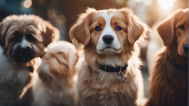 Un groupe hyper réaliste de chiens mignons