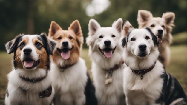 Un groupe hyper réaliste de chiens mignons