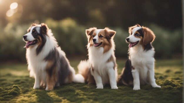 Un groupe hyper réaliste de chiens mignons