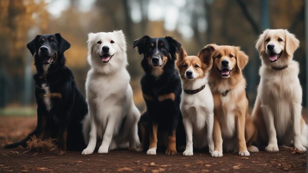 Photo un groupe hyper réaliste de chiens mignons