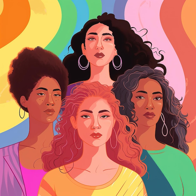 Photo un groupe d'illustrations de femmes multiethniques