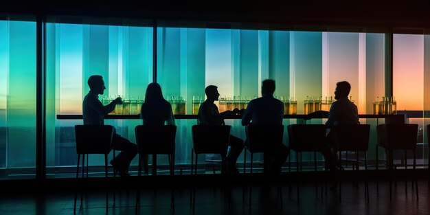 un groupe d'individus s'installant autour d'une table à proximité d'une fenêtre