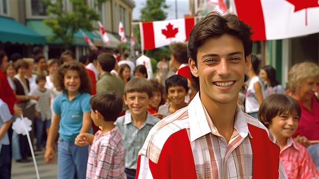 Un groupe de jeunes célébrant la fête du Canada